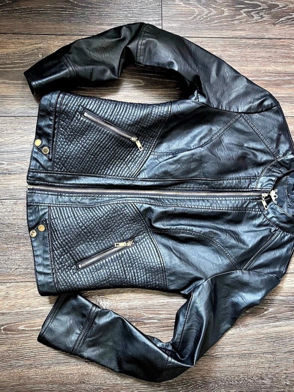 Lock and Love Women's Faux Leather Jacket Moto Biker Jacket M